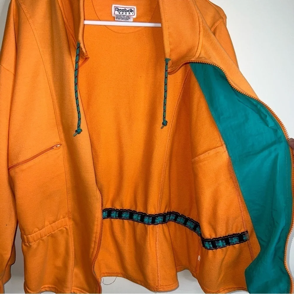 Reebok Sport Vintage Orange Zipper Sweatshirt Jacket Size Medium